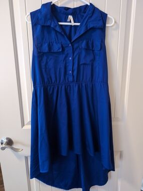 Sleevless Royal Blue High-Low Dress